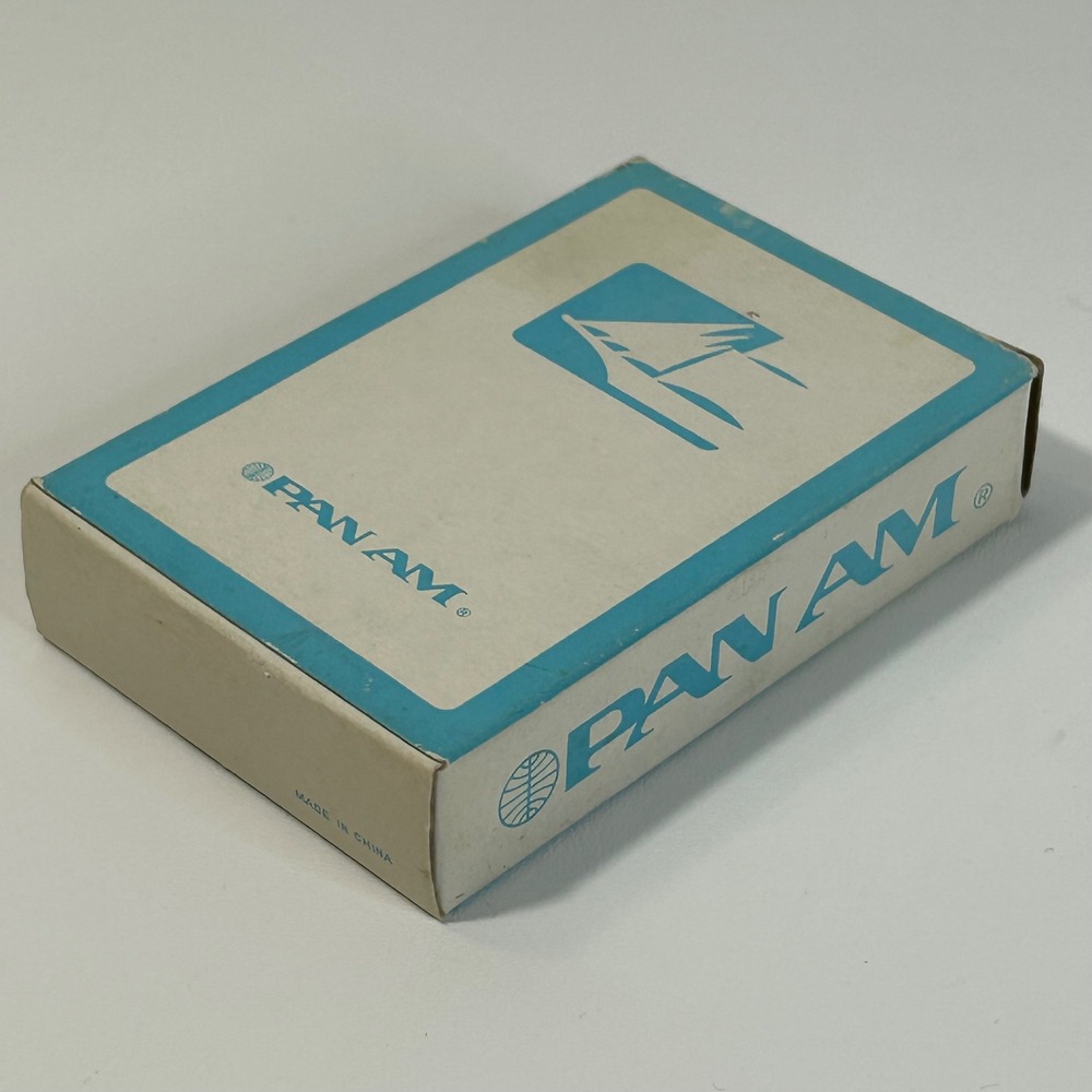 Vintage Pan Am Airlines Playing Cards Sailboat Logo Blue White Original Box